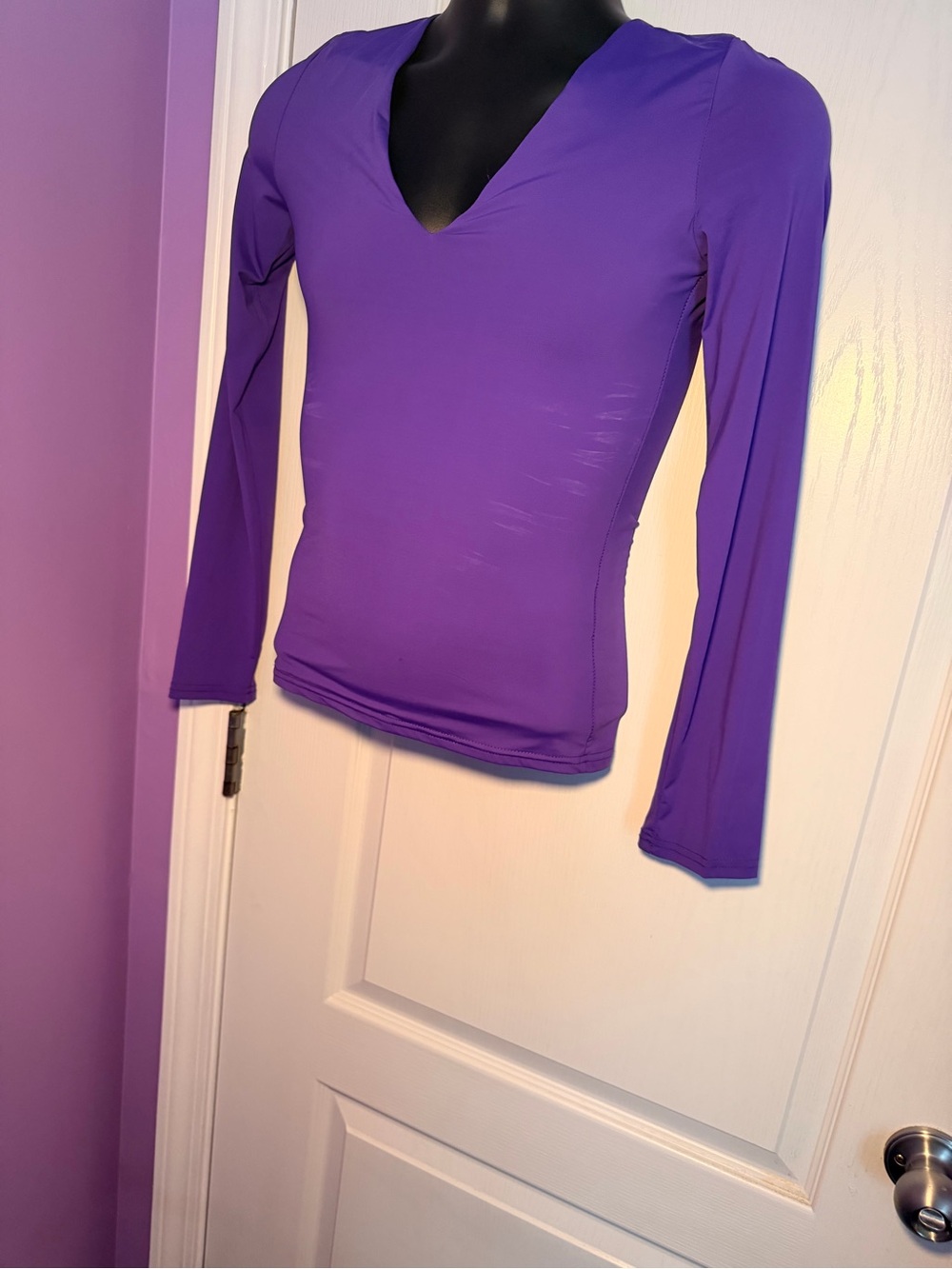 Women's Purple Long Sleeve V-Neck Top